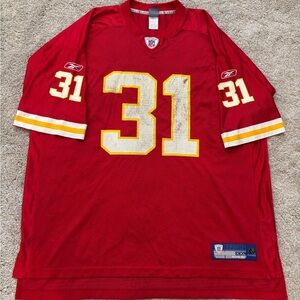 Vtg Reebok Kansas City Chiefs Priest Holmes #31 NFL Jersey Mens 2XL Red